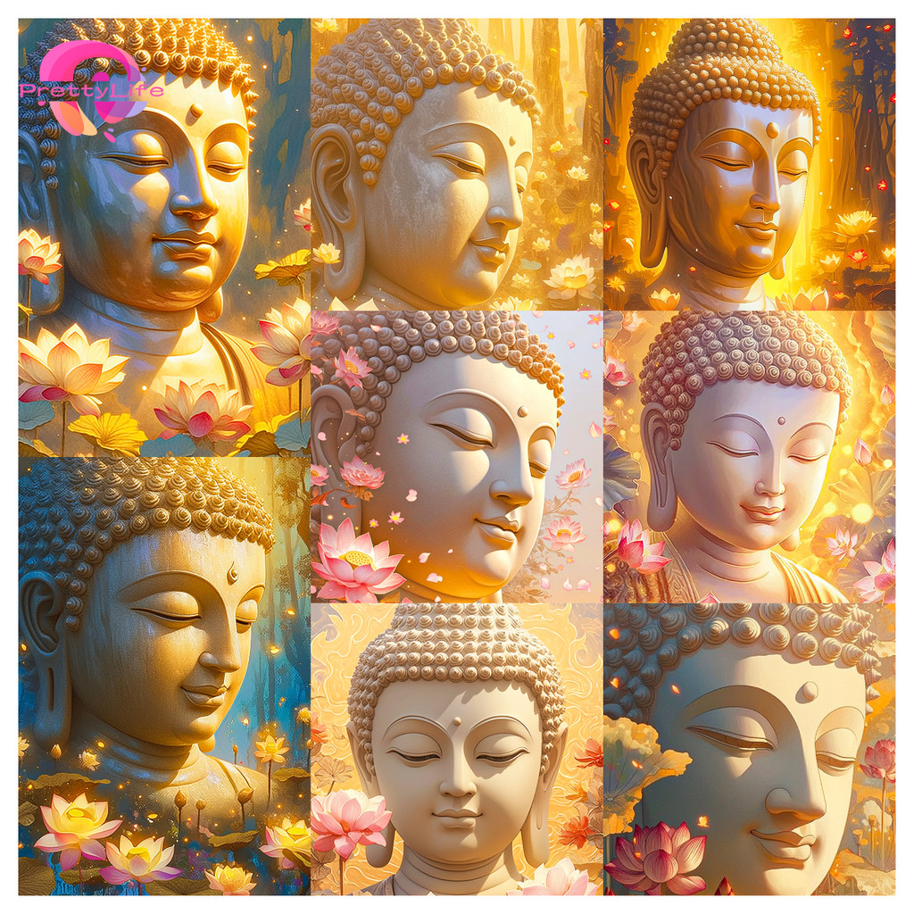 Pl ศาสนา Tathagata พระพุทธรูป 5D DIY เพชรทาสีคริสตัลรอบเพชรฝังชุดเพชรน้ําเพชรภาพวาดตกแต่งบ้าน 30x40 ซม.