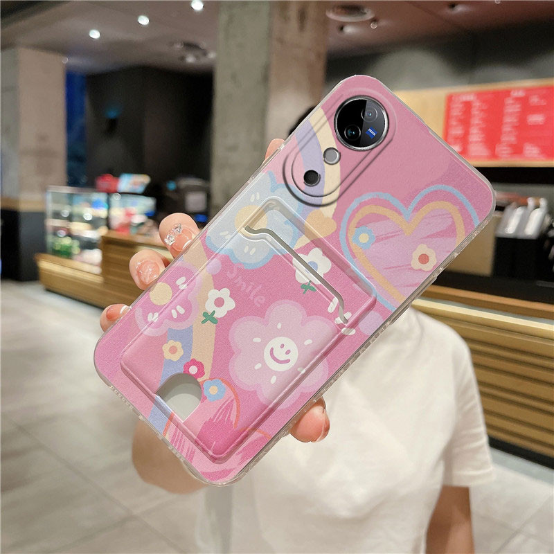 ปลอก VIVO V40 Pro VIVO V40 5G Smile Love Card Bag TPU ซิลิโคนนุ่ม Handphone Case Vivov40pro กันกระแทกกล้องเลนส์ฝาครอบป้องกัน