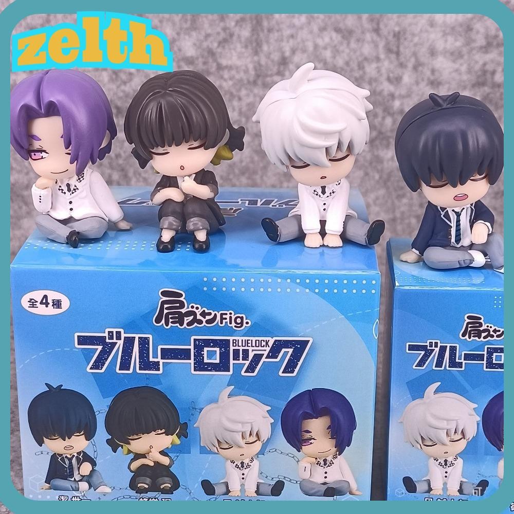 Zelth 4 ชิ้น/เซ็ต BlueLock Box, PVC Cute Sleep Squad Dolls, เครื่องประดับเดสก์ท็อป Kawai ลึกลับ