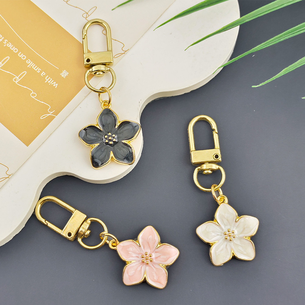 หวานโลหะซากุระพวงกุญแจที่เรียบง่ายเคลือบเชอร์รี่ดอกไม้พวงกุญแจหูฟังกรณีจี้ผู้ถือกุญแจรถของขวัญเพื่อนของที่ระลึก