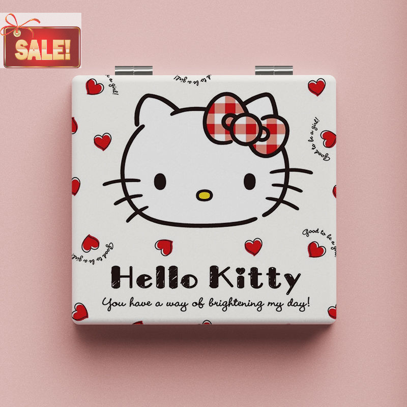 Bl Hello Kitty Mini กระจกแต่งหน้าแบบพกพาน่ารัก Saniro Kt Cat สองด้านพับกระจกแต่งหน้าสําหรับผู้หญิงสาวของขวัญแต่งหน้ากระจก A