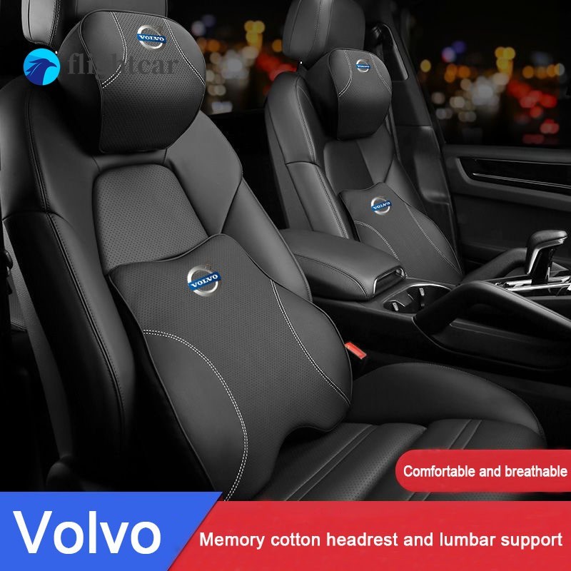 หมอนรองคอรถยนต์ Car Seat Headrest Lumbar Support Pillow Car Neck Pillow Lumbar Auto Seat Pillow for Volvo 940 S80 S60 XC90 XC60 850 V40 XC40 V50 V60 S90