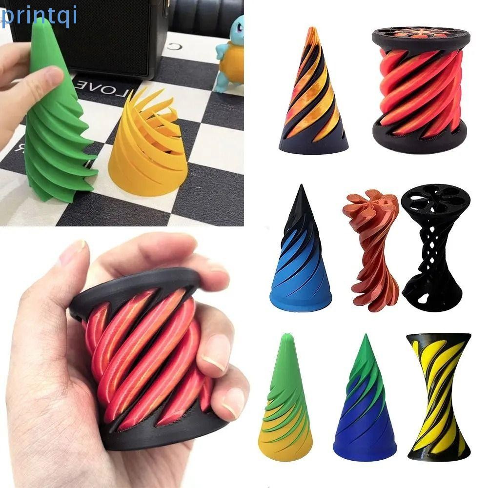 Printqi Spiral Cone Fidget ของเล่น, เครื่องประดับตกแต่งการพัฒนาสติปัญญาพิมพ์เกลียวกรวยของเล่น, เกมคณิตศาสตร์ Vortex ด้าย Illusion ตลก Figurine Helix สกรูของเล่น