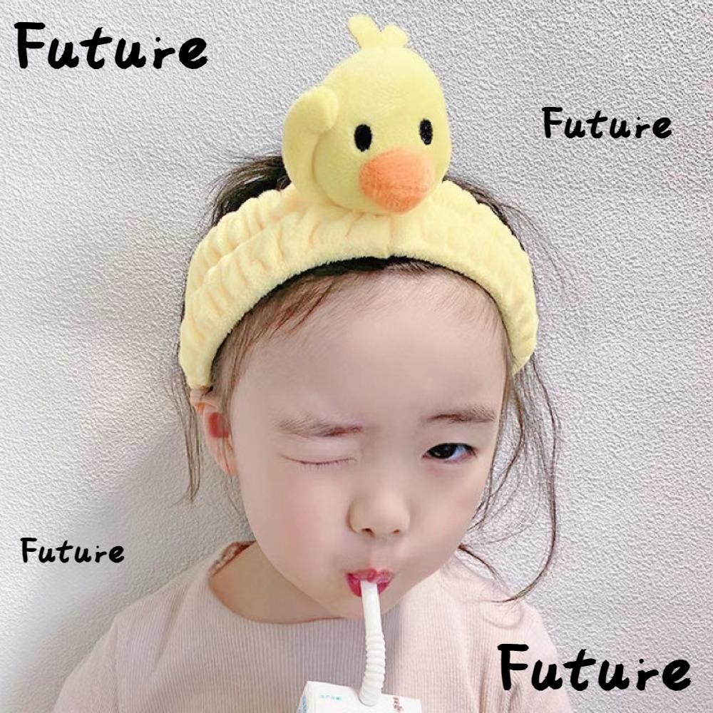 Future ที่คาดผม แบบยืดหยุ่น ลายการ์ตูนเป็ดน้อย สีเหลือง ตลก ล้างหน้า เครื่องประดับผม สําหรับเด็กผู้หญิง