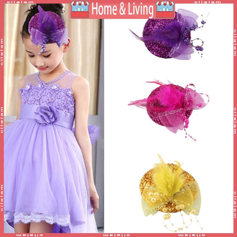 Ci สาว Fascinator หมวกค็อกเทลหมวกดอกไม้ Fascinator Glitter ตาข่าย Feather Fascinator หมวก Party Fascinator