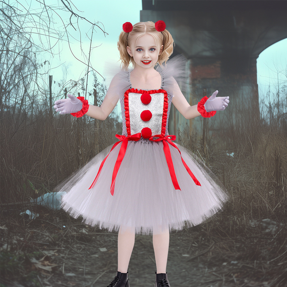 [อายุ 1-12 ปี] Harley Quinn Harley Quinn Harley Quinn คอสเพลย์ Pettiskirt ฮาโลวีน Masquerade Party เ