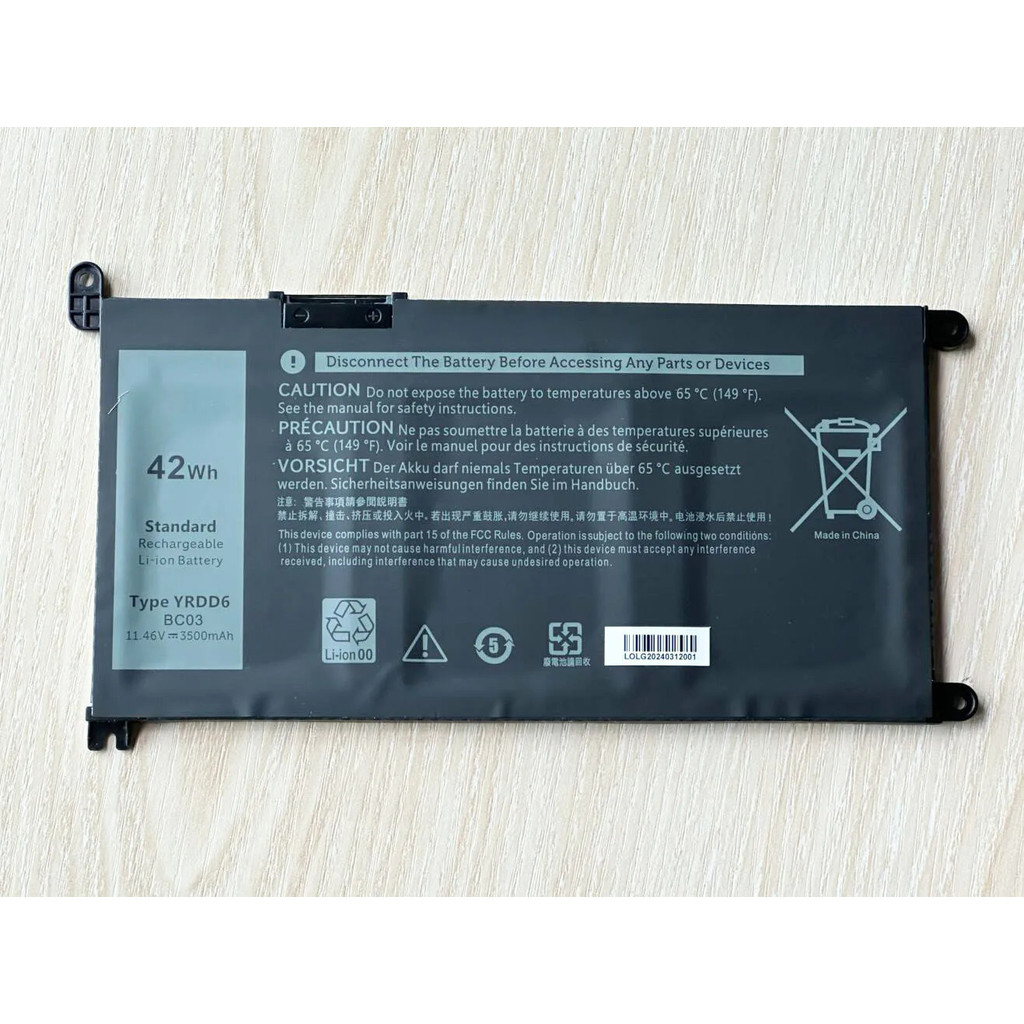 New YRDD6 Battery For Dell Vostro 3491 3501 3590 3490 3591 5490 5581 5481 3400 3401 3405 3500 Latitu