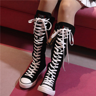 ✨รองเท้าผ้าใบ All-Match High-Topรองเท้ารองเท้าผ้าใบยาวหญิงนุ…