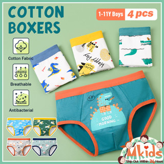[ส่งจากในประเทศ🚚] กางเกงในเด็กชาย 4 ตัว ทรงสามเหลี่ยมลายไดโน…