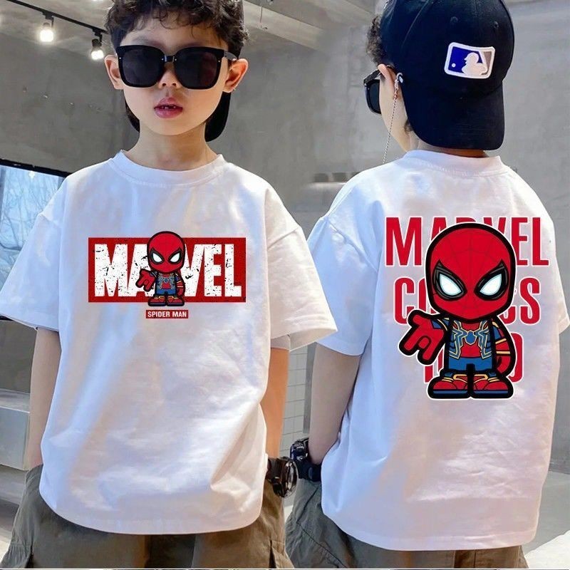 (จัดส่งตลอด 24 ชั่วโมง) Kids Tshirt เสื้อยืดแขนสั้น พิมพ์ลายการ์ตูนส สีพื้น แฟชั่นฤดูร้อน สําหรับเด็กผู้ชาย 2024