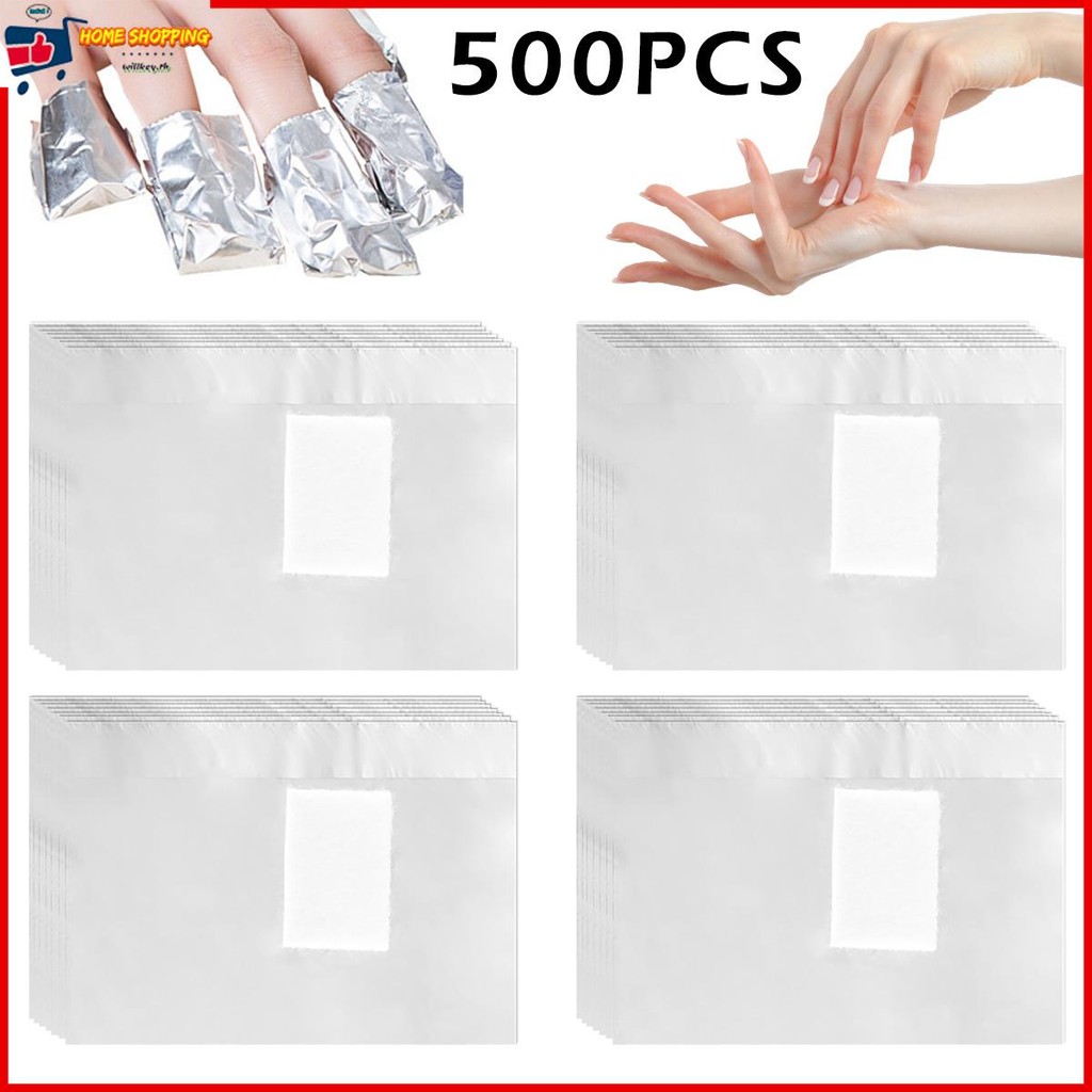 500ชิ้นเล็บห่อ น้ํายาล้าง ดีบุกฟอยล์เล็บห่อฟอยล์ น้ํายาล้าง ห่อสําหรับถอดยาทาเล็บ ร้านค้า0254