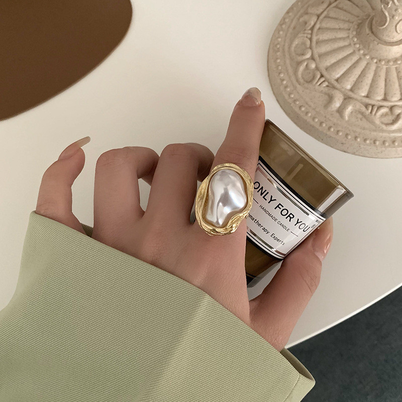 Benge Vintage Alien Pearl Open End Ring ของขวัญเทศกาล.ACCESSORIES วันหยุดปาร์ตี้海滨派对