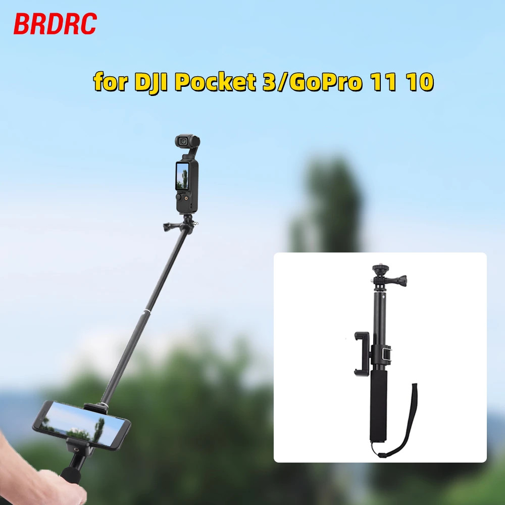 Selfie Stick Pole จับเวลาสําหรับ DJI Pocket 3/GoPro13 12 11 10 9 สําหรับ DJI Osmo Action 4/3 กล้อง Extension Rod อุปกรณ์เสริม