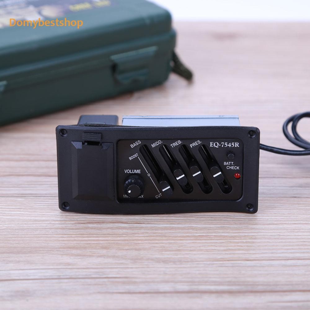 ใหม่ 4 Band Acoustic Guitar Preamp Amplifier EQ 7545R Pickup 6.5MM Output [Domybestshop.th]