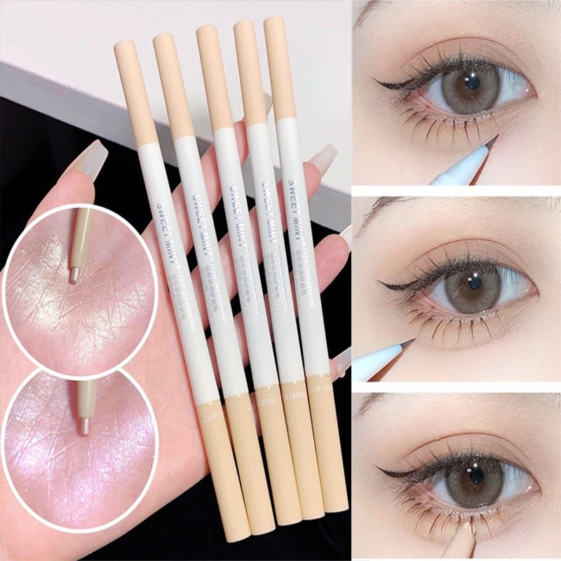 Shiny Double-head Lying Silkworm Pen - Eye Shadow Pen - Eyeliner Liquid Pen - Ultra-fine Smooth ติดท