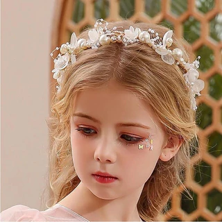👑พร้อมส่ง👑 มงกุฎดอกไม้สาย สำหรับเจ้าหญิง ✨ ดีไซน์หรูหราพร้อมโบว์ซาติน ✔ ชุดแต่งงาน-วันเกิด-ถ่ายรูป
