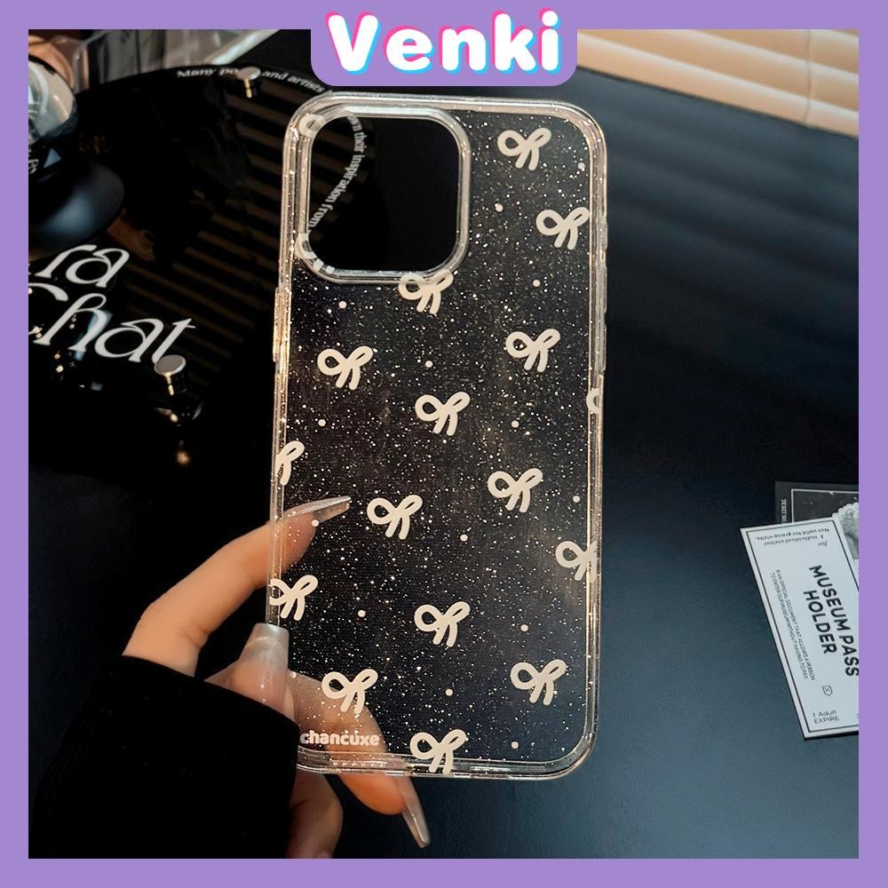 Venki - เคส iPhone 16 Pro Max iPhone 11 เคสใสแบบแวววาว TPU นุ่มสีสันสดใส โบว์สีสันสวยงามน่ารัก Compatible iPhone15 Pro max 14 13 12 Pro max XS XR 7 Plus 8 Plus