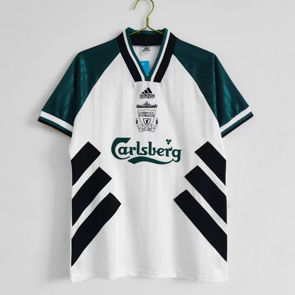 Retro Edition 1993/95 Liverpool Away เสื้อฟุตบอลและเสื้อสําหรับ S-2XL,สามารถเพิ่มชื่อและหมายเลขของคุ