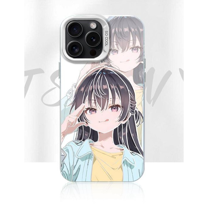 Creative Manga Girl Phone Case for iP 11 12 promax 13 14 pro 15 16Plus Matte Design Protective Cover