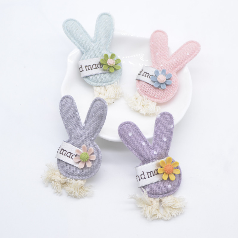 10 ชิ้น 32*55 มิลลิเมตรเบาะแพทช์ Kawaii กระต่ายเรซิ่นดอกไม้ Appliques สําหรับเสื้อผ้าหมวกกางเกงขายาวตกแต่ง DIY Headwear อุปกรณ์เสริม