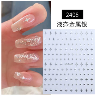 ใหม่สไตล์ ตัณหาบริสุทธิ์รักดาวนางฟ้าสติ๊กเกอร์ติดเล็บสีเงินสีขาวดาวสติ๊กเกอร์ติดเล็บ