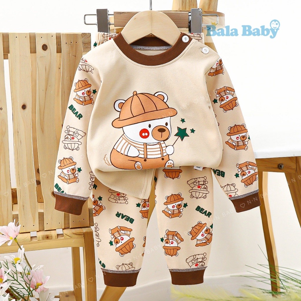 ชุดนอนแขนยาว ขายาว เสื้อผ้าเด็ก ชุดนอนกันหนาว ผ้าcotton Size73-110 cm CXT25 - รูปที่ 3