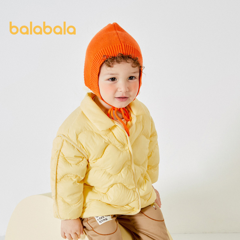 Balabala เด็กสวมใส่น้ําหนักเบาลงเสื้อแจ็คเก็ตชายฤดูหนาวหญิงสั้นเสื้อน่ารักกระเป๋าอินเทรนด์