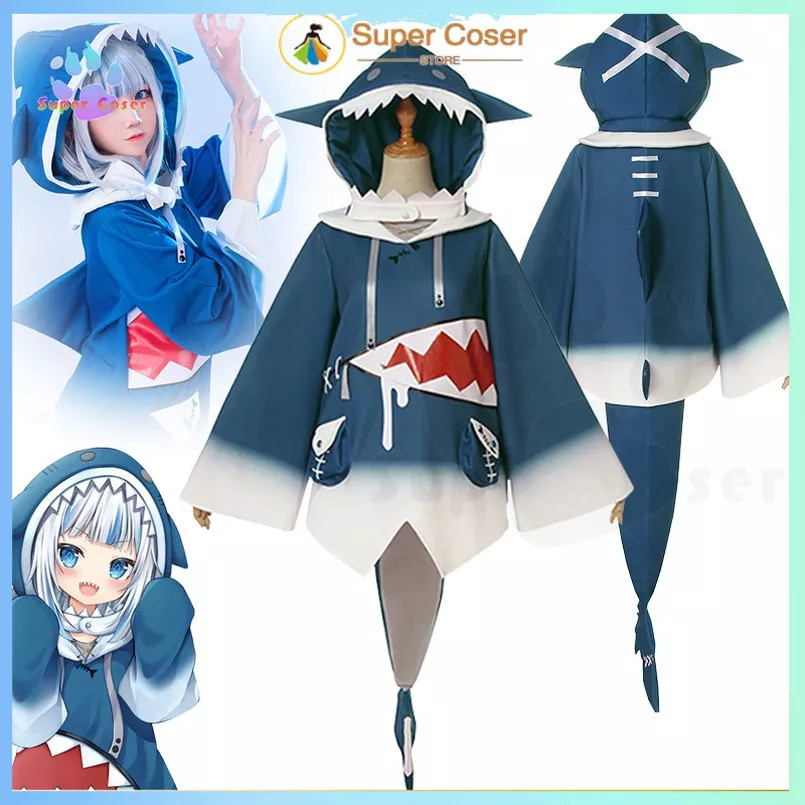 📣ในสต็อก❗❗Hololive Gawr Gura Vtuber ผู้หญิงอะนิเมะคอสเพลย์,คอสเพลย์ฮาโลวีน