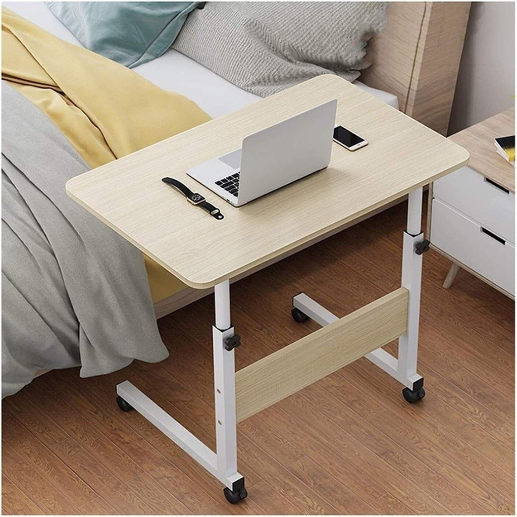 โต๊ะข้างเตียงมีล้อ ขนาด 60*40 ซม. ปรับระดับความสูงได้ 60-85 ซม. Computer Table