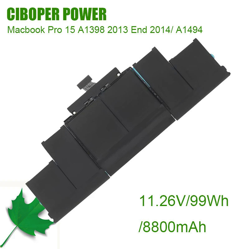 CP Laptop Battery 11.26V/99Wh/8800mAh For Macbook Pro 15 A1398 2013 End 2014 A1494 Series Notebook