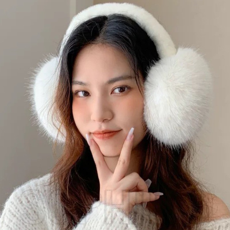 ที่ปิดหู-สําหรับฤดูใบไม้ร่วงฤดูหนาวอุปกรณ์เสริมกลางแจ้ง-แฟชั่น,สีทึบ-ตุ๊กตารอบหูปก-พับได้,ให้อบอุ่น,นุ่ม