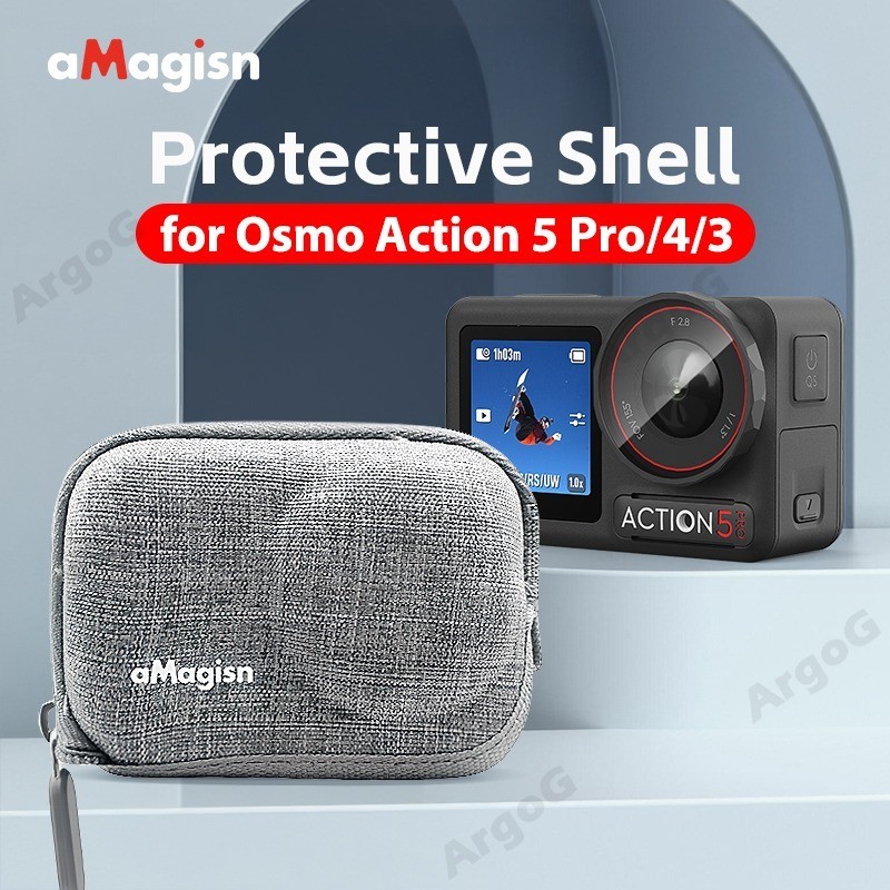 Amagisn Mini Carry Case สําหรับ Osmo Action 5 Pro/4/3 Mini Travel ป้องกันกระเป๋าถือครึ่งซิปออกแบบ DJI Action 5 Pro อุปกรณ์เสริม