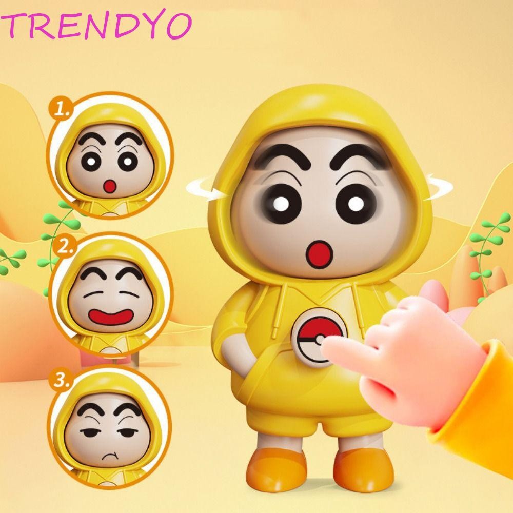 Trendyo Crayon Shin-chan ตุ๊กตาเปลี่ยนหน้า, พร้อมพวงกุญแจพลาสติก Shin-chan Face แต่งหน้าของเล่น, ของเล่นรูป Mini สไตล์จีน 4 ใบหน้าเปลี่ยนของเล่นเด็กเด็กผู้หญิง