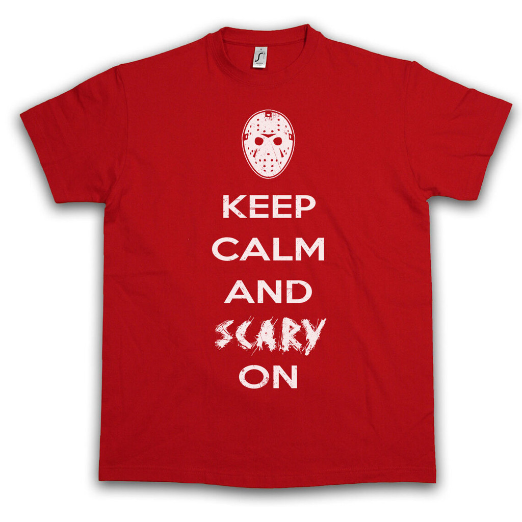Keep Calm และน่ากลัวบนเสื้อยืด Friday The Nimmare Horro Jason 13Th Friday The 13Th