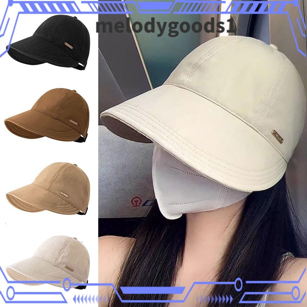 Melodygoods1 หมวกชาวประมง,หมวกกันแดดพับได้ปีกกว้าง,แฟชั่นผมหางม้าปรับ Drawstring Quick-drying Visors ผู้ชายผู้หญิง