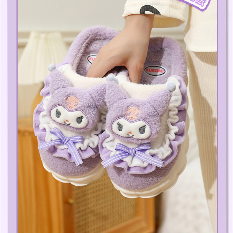 รองเท้าแตะ ผ้าฝ้าย พื้นหนา ลายการ์ตูน Sanrio น่ารัก