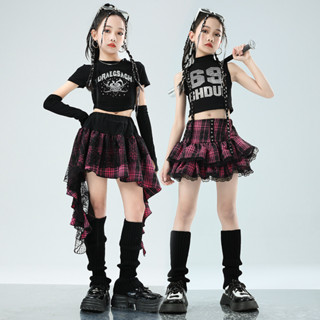 🔥พร้อมส่ง🔥 สาว ๆ เต้นแจ้สสำหรับเด็ก / ชุดกระโปรงลายตาราง / ช…