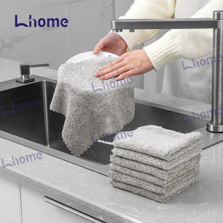 (ซื้อ20แถม3)Lhomeเศษผ้าถ่านไม้ไผ่ ผ้าทําความสะอาดทําความสะอาดในครัวเรือน กำจัดน้ำมัน ทำความสะอาดง่ายเหมาะสำหรับใช้ในครัว
