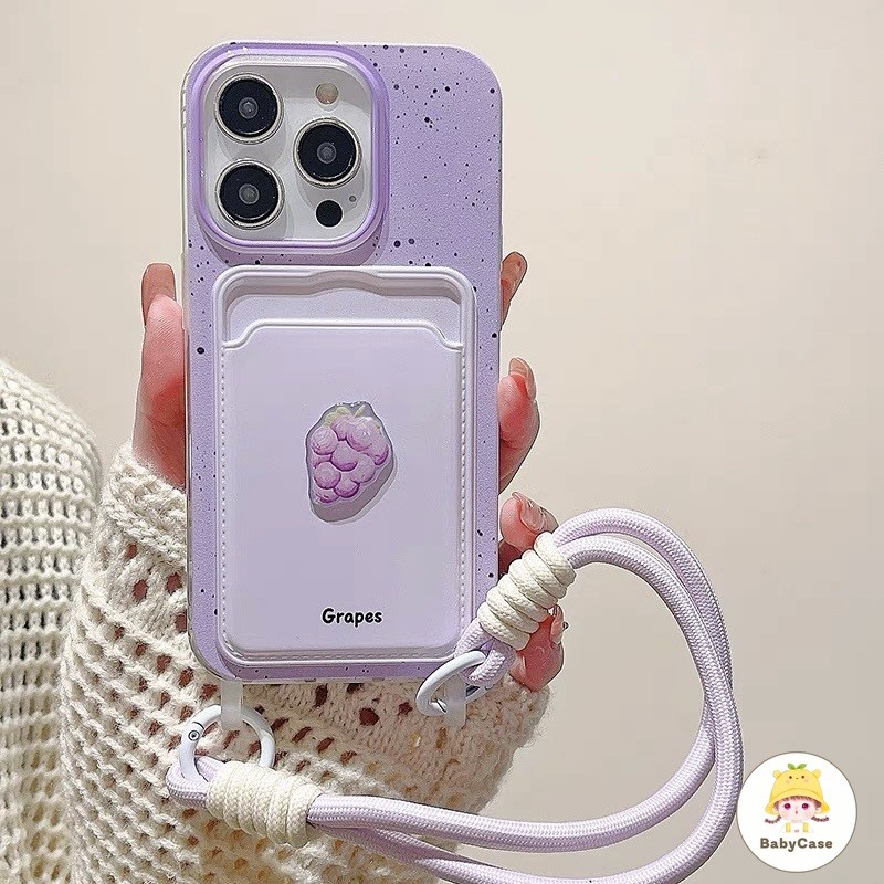 สร้อยข้อมือองุ่นสีม่วงสดเรียบง่าย เคสiPhone 11 16 13 15 Pro Max 14 12 Pro Max XR 7Plus X XS Max 16 8 15 14 Plus SE 2020