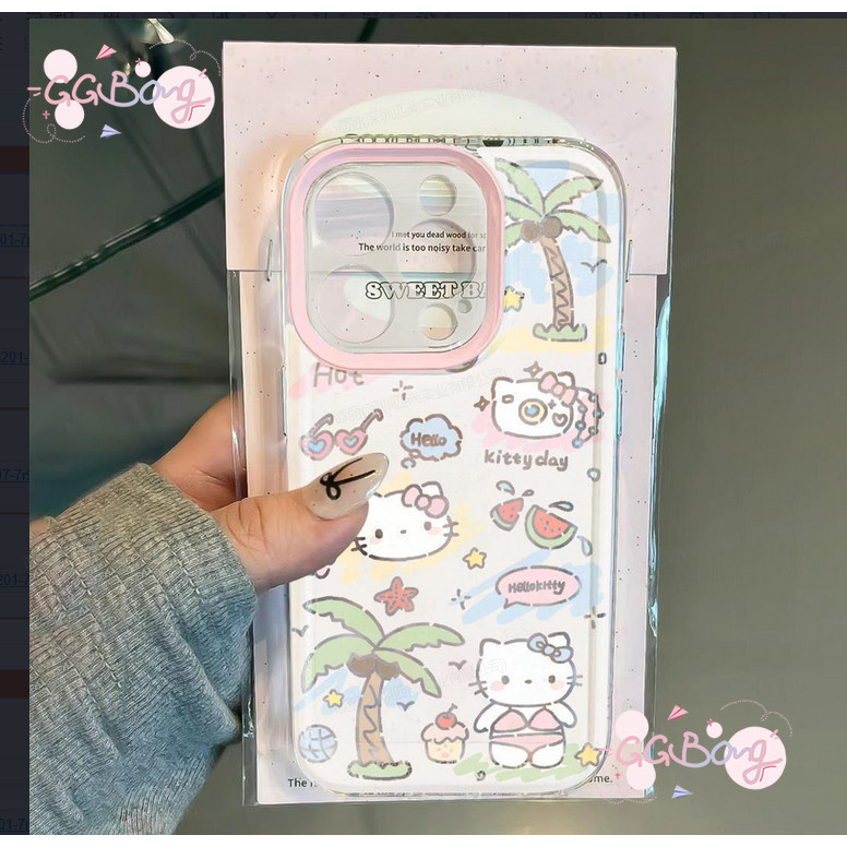 เคสลายการ์ตูนคิตตี้น่ารักๆ ใหม่จากต้นมะพร้าวเคสไอโฟน11 15 13 Pro Max XR 11 14 12 Pro Max 7 6 8 6s Plus XS Max X SE เคส