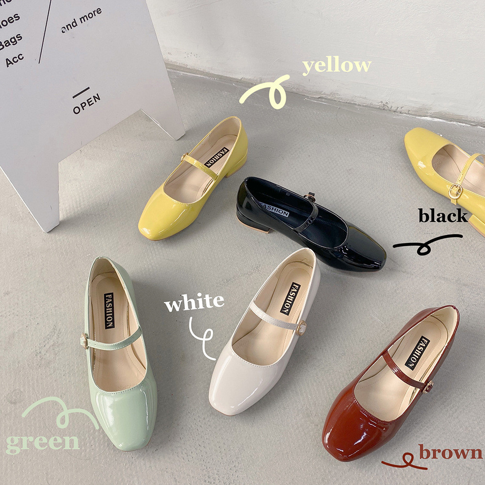 🔥ส่งใน24ชม🔥รองเท้า Mary Jane วินเทจสไตล์ฝรั่งเศส  หัวเหลี่ยม ส้นเตี้ย ทันสมัยและใช้งานได้หลากหลาย