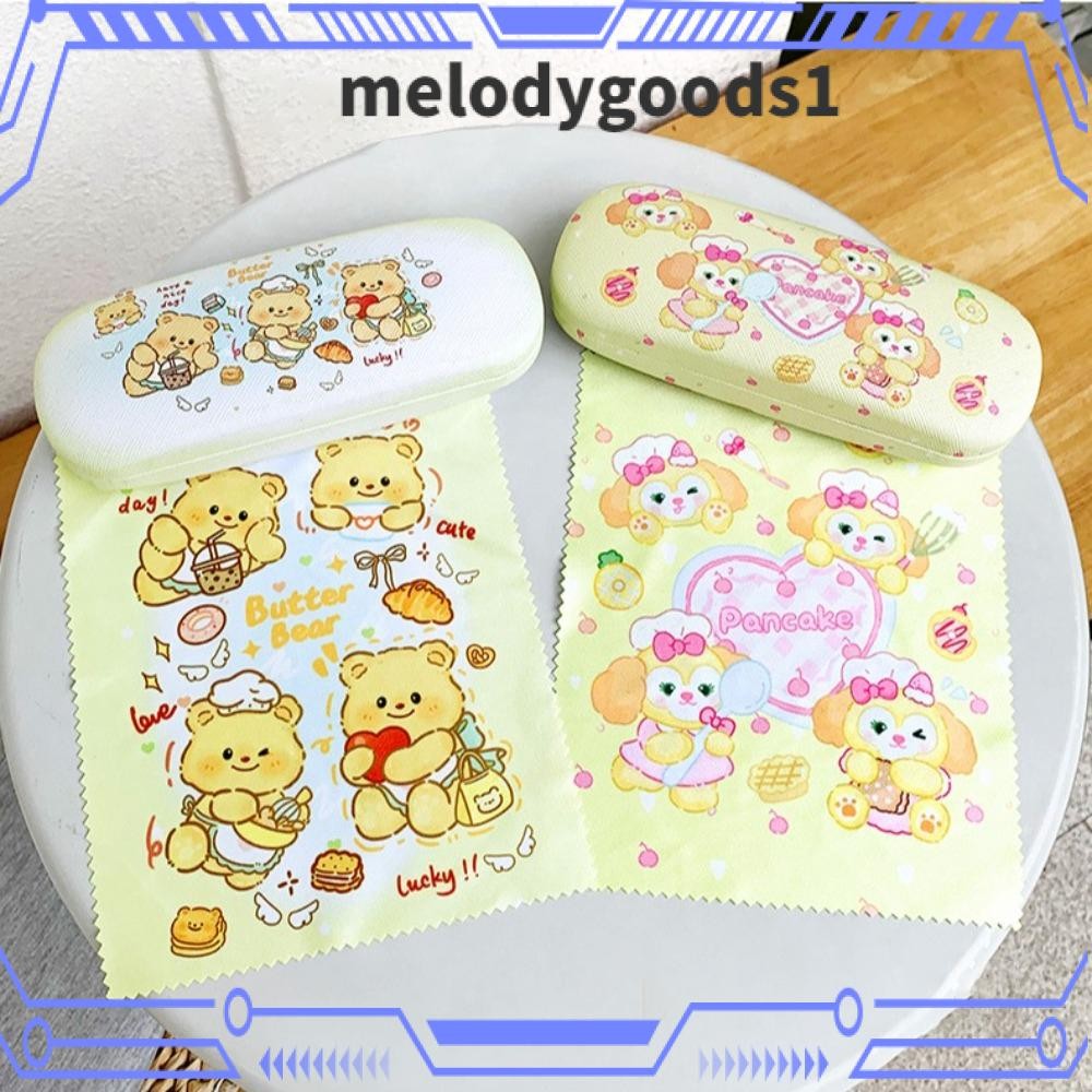 Melodygoods1 ผ้าเช็ดแว่นตาหมีเนย,น่ารักการ์ตูน Anti-fall Capybara แว่นตา, กล่องเก็บแว่นกันแดดลูปแบบพกพาทนแรงกด