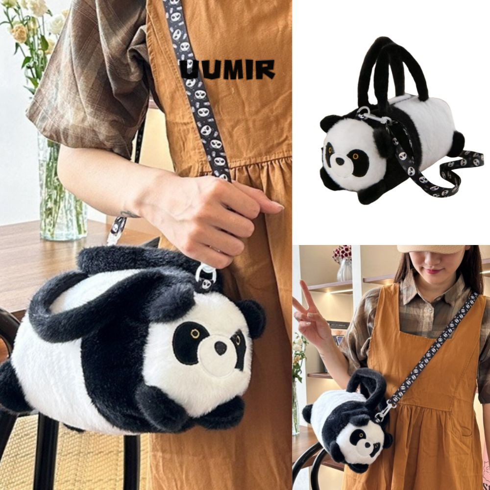 ยูมิร์ กระเป๋าเก็บของ,กระเป๋าถือนุ่มตุ๊กตาหมีแพนด้าน่ารัก,การ์ตูนสัตว์สไตล์เกาหลีกระเป๋าถังความจุขนาดใหญ่สําหรับเด็ก