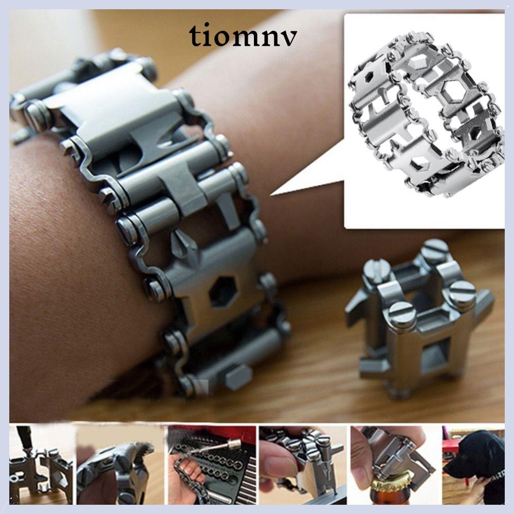 Tiomnv56 สร้อยข้อมือเครื่องมือกลางแจ้งอุปกรณ์ภาคสนามสวมใส่ 29-in-1 ที่เปิดขวด