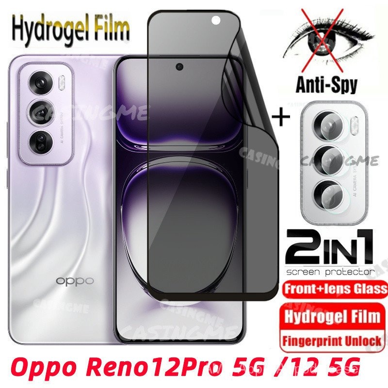 OPPO Reno12 12Pro 5G Soft Privacy hydrogel ฟิล์ม Anti-Spy เต็มรูปแบบป้องกันหน้าจอสำหรับ OPPO Reno 12 Reno12 OppoReno12 Pro 12Pro 5G Anti Peek ความเป็นส่วนตัวฟิล์มกล้องป้องกันฟิล์ม T