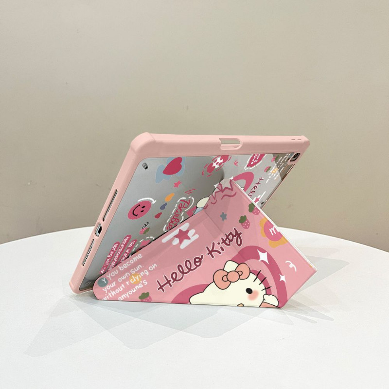 อะคริลิคipadกรณีy + Tripleพับช่องเสียบปากกาสําหรับiPad Gen7 Gen6 Gen5 10.2 นิ้วAir6 Air5 Air4 สีชมพูLoveน่ารักHellokitty Pro11 2022 2024 Gen10 Gen9 Gen8 Anti Drop iPad Cover ราคา ถูกที่สุด ดีลบีเคเค แกลเลอรีภาพที่ 8