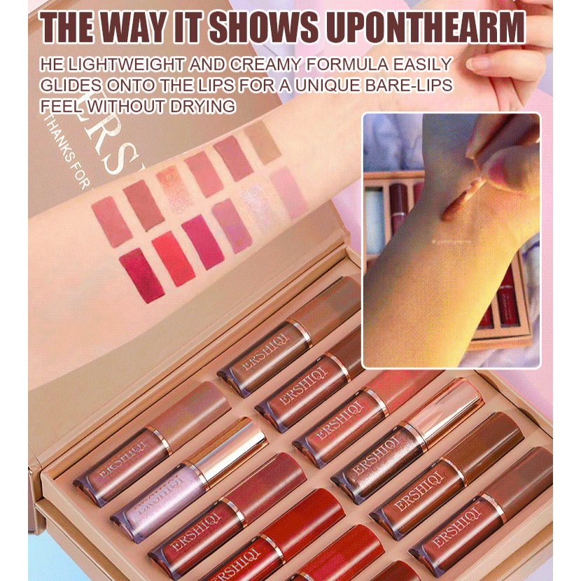 Book Lip Gloss Set ลิปสติกไข่มุก Matte Lip Glaze Set NonStick Lip Gloss Set
