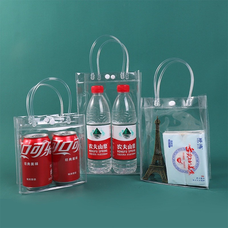 กระเป๋าถือ PVC แบบพลาสติกใส สำหรับทำเป็น ถุงของขวัญ ถุงสังฆทาน มีหลายไซส์ กระเป๋าpvc ถุงใสpvc พร้อมส