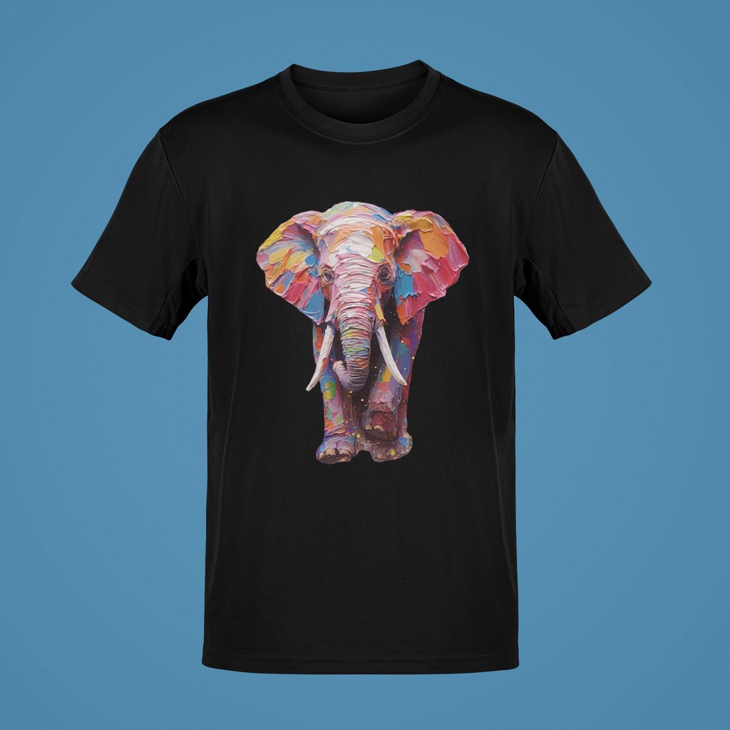 เสื้อยืดลายช้าง ลายภาพวาดสีน้ํามัน แขนสั้น คอกลม เสื้อยืดคู่รัก เนื้อผ้านุ่มใส่สบาย ส่งเร็ว ราคาส่ง