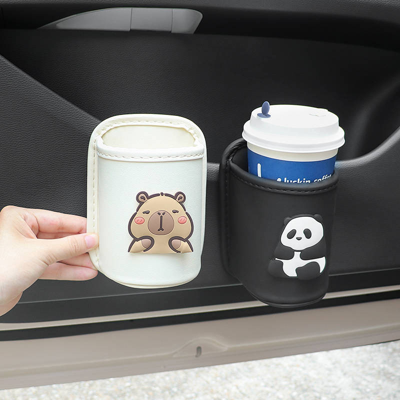 Car Door Edge Storage Box Cartoon Ditty Bag Water Cup Holder Shopping Bags Car Side Car Organizer Supplies Female Car trash can Car storage